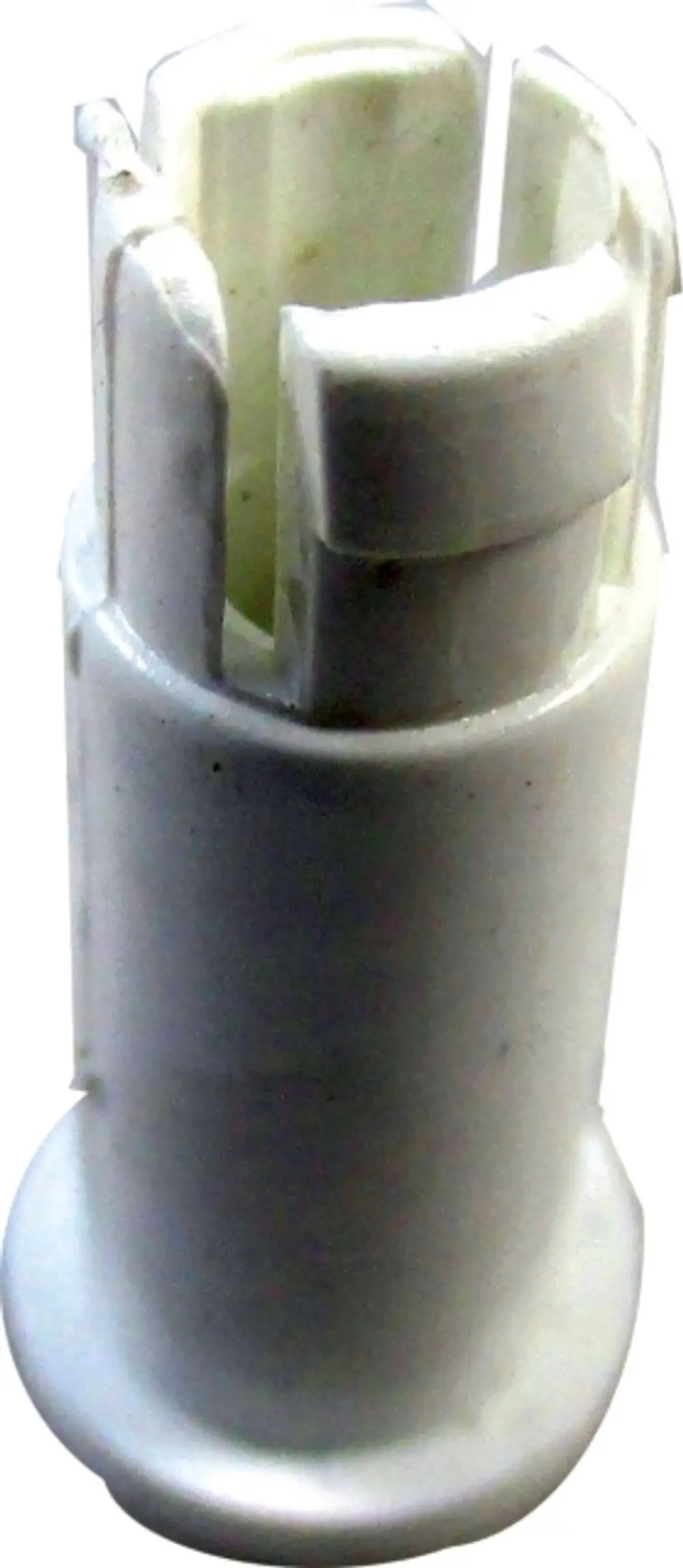 Weißer Lagerbolzen, kompatibel mit WRS-System, präsentiert von der Marke Wolf. Das Produkt hat eine zylindrische Form mit Griff-ähnlicher Öffnung oben.